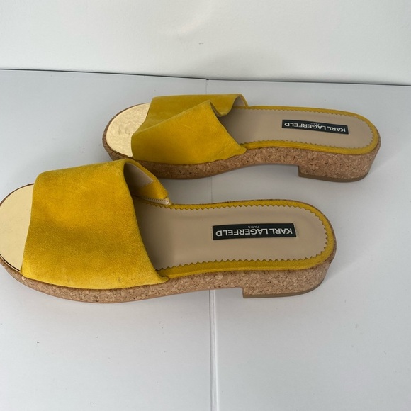 Karl Lagerfeld NWOT or Box Yellow Slide Sandals - Picture 5 of 9